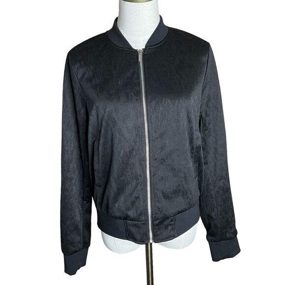 Laundry By Shelli Segal Woman's Short Jacket Size M Black Brocade Zip Front - Picture 1 of 14